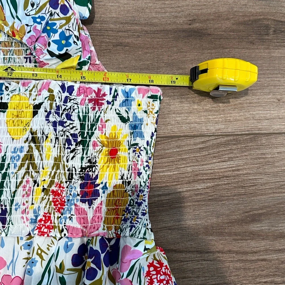 NWT! Anthropologie THML Floral Maxi Smocked Bodice Dress with Ruffle Sleeves - Picture 11 of 13